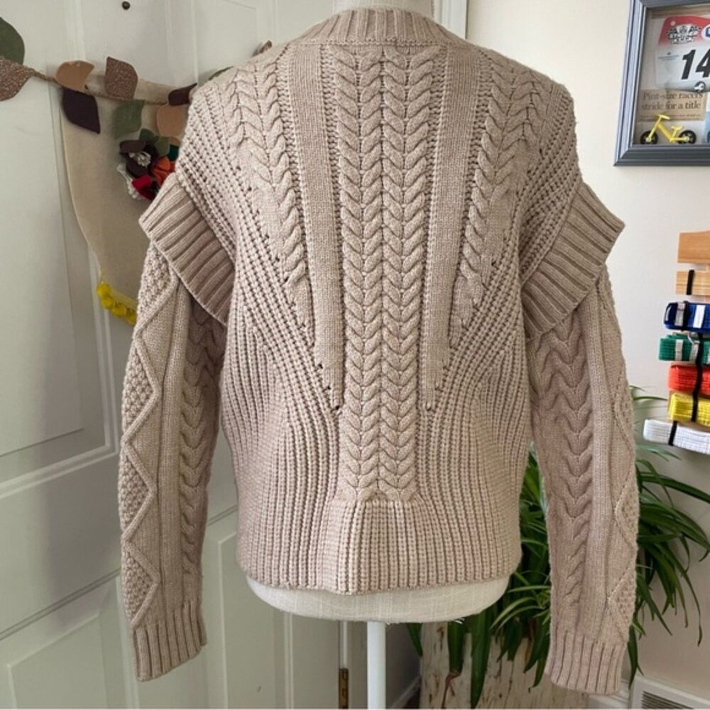 Chic Jamison myles Cable Women's Oatmeal Pullover Sweater (Size S) - Picture 4 of 11
